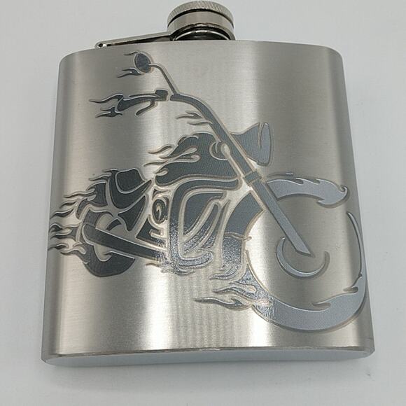 Motorcycle Flask by Link Up 6 oz Stainless Steel - Picture 1 of 4
